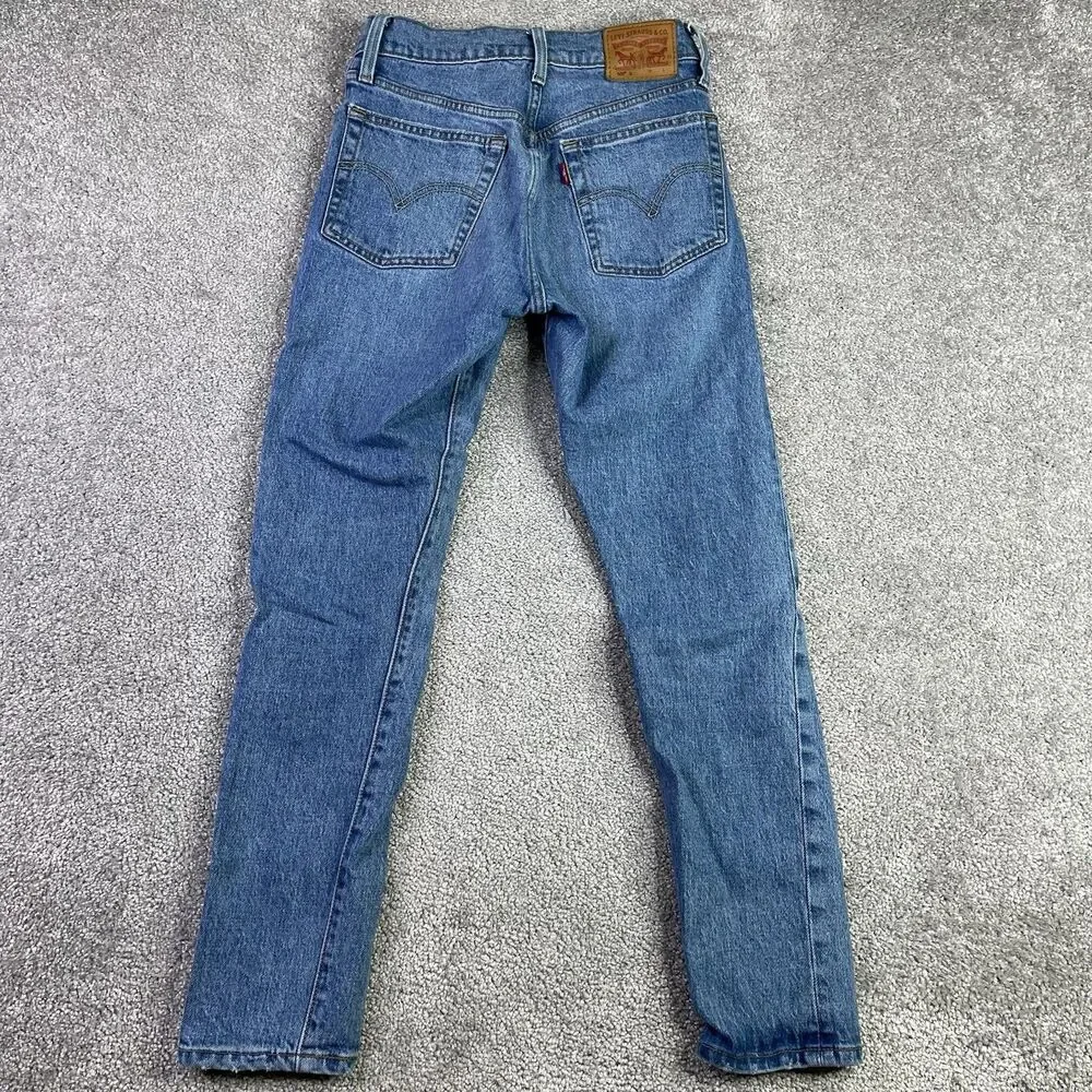 Levi’s 501 Jeans Women’s 24X26 Blue Skinny Mid-Rise Medium Wash Button Fly - Picture 5 of 14